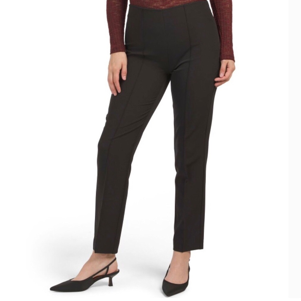 KOBI HALPERIN Black Pintuck Pants Knit Side Zip High Rise Miley Ankle Size Large